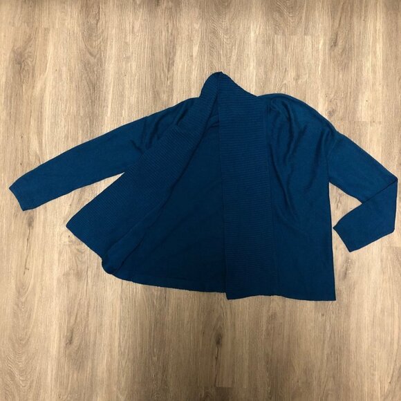 Talbots Cardigan Sweater Women's Size Small Petite Open Front Wool Blend Teal - Picture 2 of 6
